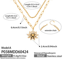 316L Stainless Steel 18K Gold PVD Enamel Layered Daisy Pendant Necklace - Enamel Daisy Pendant, Layered Necklace, Gold, Floral Wholesale Stainless Steel Jewelry - Sensitive Skin Friendly - Detail 10