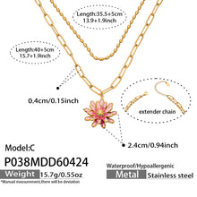 316L Stainless Steel 18K Gold PVD Enamel Layered Daisy Pendant Necklace - Enamel Daisy Pendant, Layered Necklace, Gold, Floral Wholesale Stainless Steel Jewelry - Sensitive Skin Friendly - Detail 5