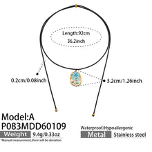 316L Stainless Steel 18K Gold PVD Enamel Seashell Faux Pearl Pendant Black Rope Necklace - Enamel, Seashell, Faux Pearl, Black Rope, Coastal, Vacation Style, Pendant Necklace, Gold Necklace Wholesale Stainless Steel Jewelry - Sensitive Skin Friendly - Detail 11