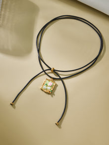 316L Stainless Steel 18K Gold PVD Enamel Seashell Faux Pearl Pendant Black Rope Necklace - Enamel, Seashell, Faux Pearl, Black Rope, Coastal, Vacation Style, Pendant Necklace, Gold Necklace Wholesale Stainless Steel Jewelry - Sensitive Skin Friendly - Detail 5