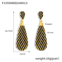 316L Stainless Steel 18K Gold PVD Enamel Water Drop Earrings - Elegant Gold Enamel Water Drop Earrings Wholesale Stainless Steel Jewelry - Sensitive Skin Friendly - Detail 1