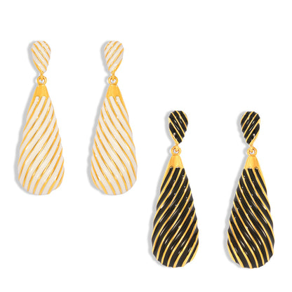 316L Stainless Steel 18K Gold PVD Enamel Water Drop Earrings - Elegant Gold Enamel Water Drop Earrings Wholesale Stainless Steel Jewelry - Sensitive Skin Friendly - Detail 2