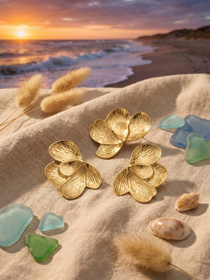 316L Stainless Steel 18K Gold PVD Exaggerated Geometric Leaf Earrings - Exaggerated Geometric Leaf Modern Chic Wholesale Stainless Steel Jewelry - Sensitive Skin Friendly - Detail 15