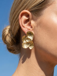 316L Stainless Steel 18K Gold PVD Exaggerated Geometric Leaf Earrings - Exaggerated Geometric Leaf Modern Chic Wholesale Stainless Steel Jewelry - Sensitive Skin Friendly - Detail 2