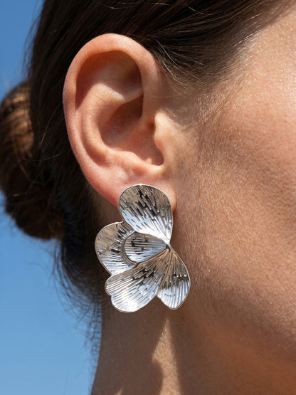 316L Stainless Steel 18K Gold PVD Exaggerated Geometric Leaf Earrings - Exaggerated Geometric Leaf Modern Chic Wholesale Stainless Steel Jewelry - Sensitive Skin Friendly - Detail 3