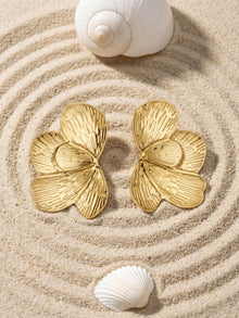 316L Stainless Steel 18K Gold PVD Exaggerated Geometric Leaf Earrings - Exaggerated Geometric Leaf Modern Chic Wholesale Stainless Steel Jewelry - Sensitive Skin Friendly - Detail 4