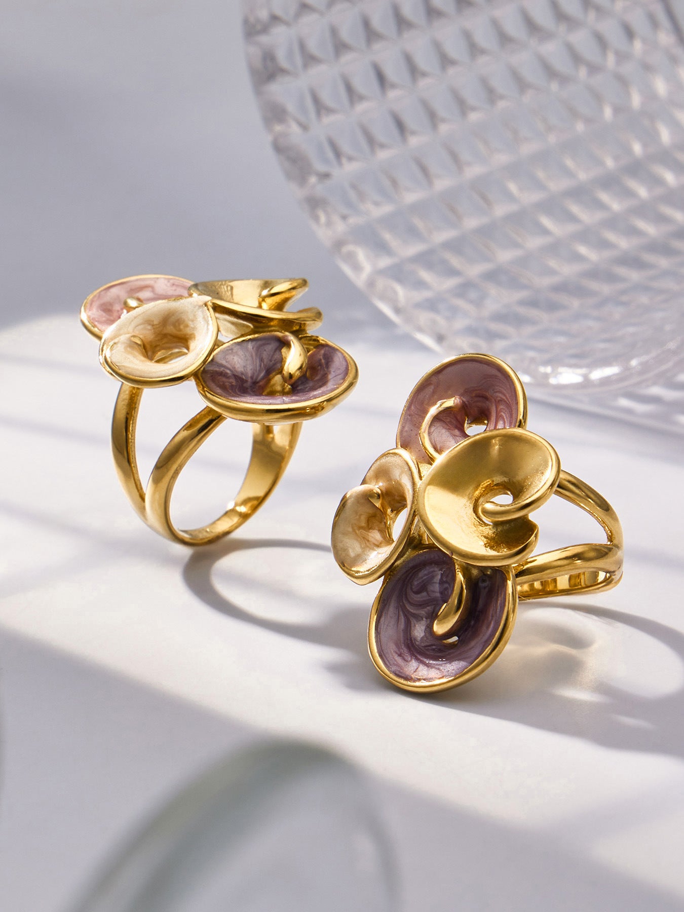316L Stainless Steel 18K Gold PVD Exaggerated Leaf Colorful Enamel Ring - Exaggerated Leaf Colorful Enamel Modern Coastal Wholesale Stainless Steel Jewelry - Sensitive Skin Friendly - Detail 11