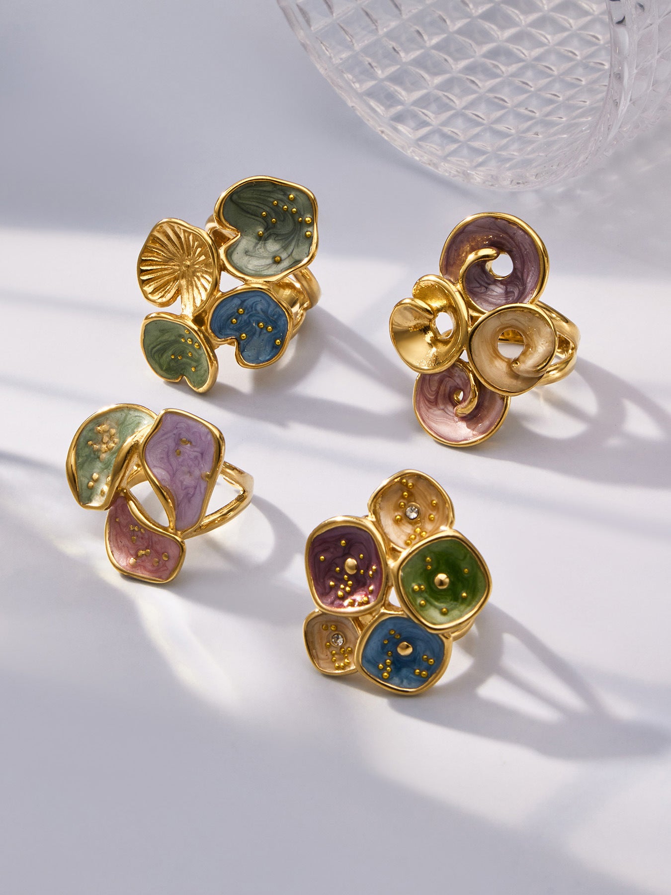 316L Stainless Steel 18K Gold PVD Exaggerated Leaf Colorful Enamel Ring - Exaggerated Leaf Colorful Enamel Modern Coastal Wholesale Stainless Steel Jewelry - Sensitive Skin Friendly - Detail 15