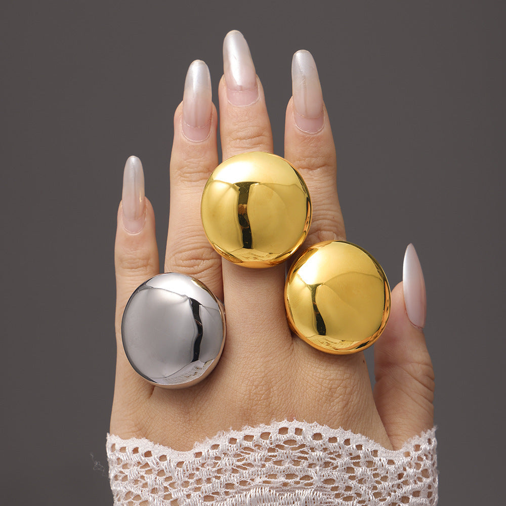 316L Stainless Steel 18K Gold PVD Exaggerated Roman Pattern Ring - Exaggerated Roman Pattern Gold Ring Wholesale Stainless Steel Jewelry - Sensitive Skin Friendly - Detail 3