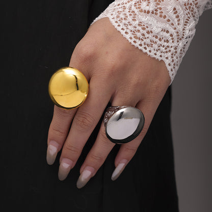 316L Stainless Steel 18K Gold PVD Exaggerated Roman Pattern Ring - Exaggerated Roman Pattern Gold Ring Wholesale Stainless Steel Jewelry - Sensitive Skin Friendly - Detail 4