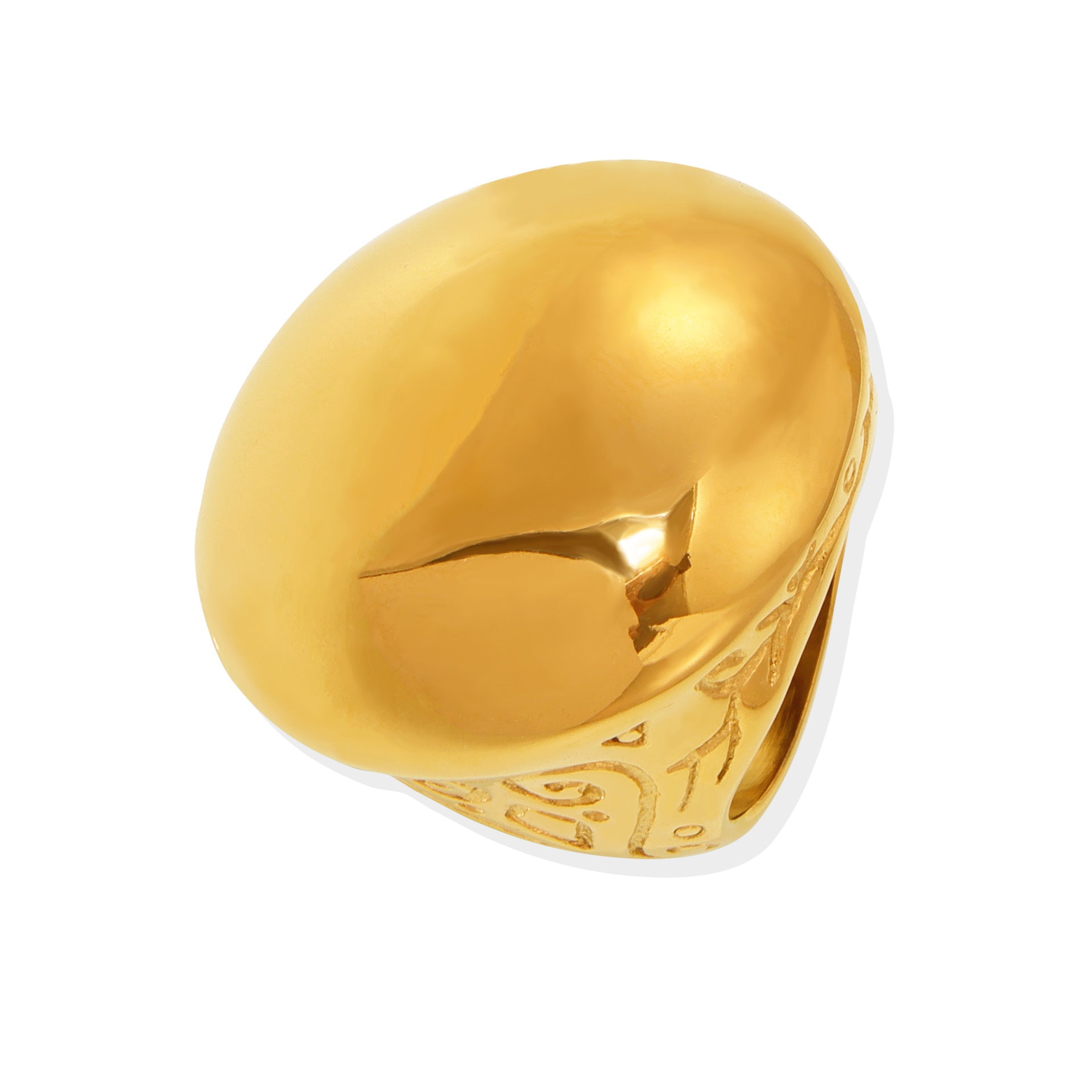 316L Stainless Steel 18K Gold PVD Exaggerated Roman Pattern Ring - Exaggerated Roman Pattern Gold Ring Wholesale Stainless Steel Jewelry - Sensitive Skin Friendly - Detail 5