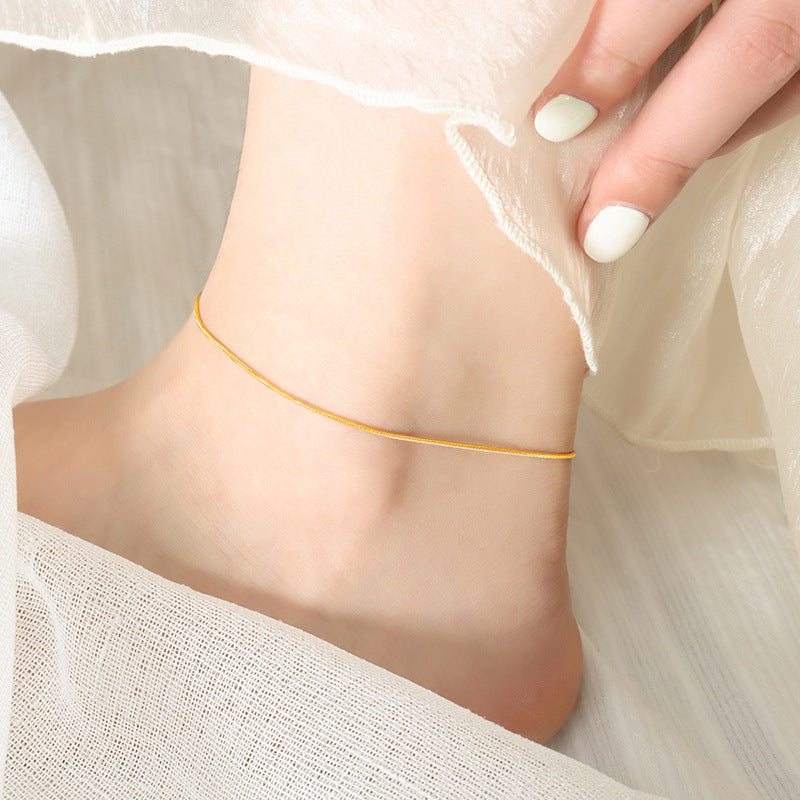 316L Stainless Steel 18K Gold PVD Exquisite Minimalist Anklet - Exquisite Minimalist Steel Gold Anklet Wholesale Stainless Steel Jewelry - Sensitive Skin Friendly - Detail 4