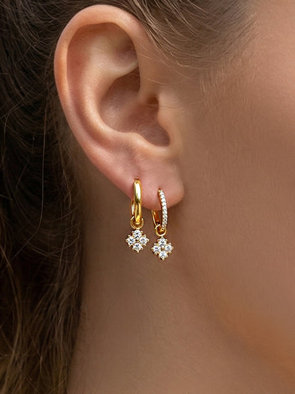 316L Stainless Steel 18K Gold PVD Exquisite Zircon Drop Earrings - Zircon Drop, Modern, Exquisite Wholesale Stainless Steel Jewelry - Sensitive Skin Friendly - Detail 1