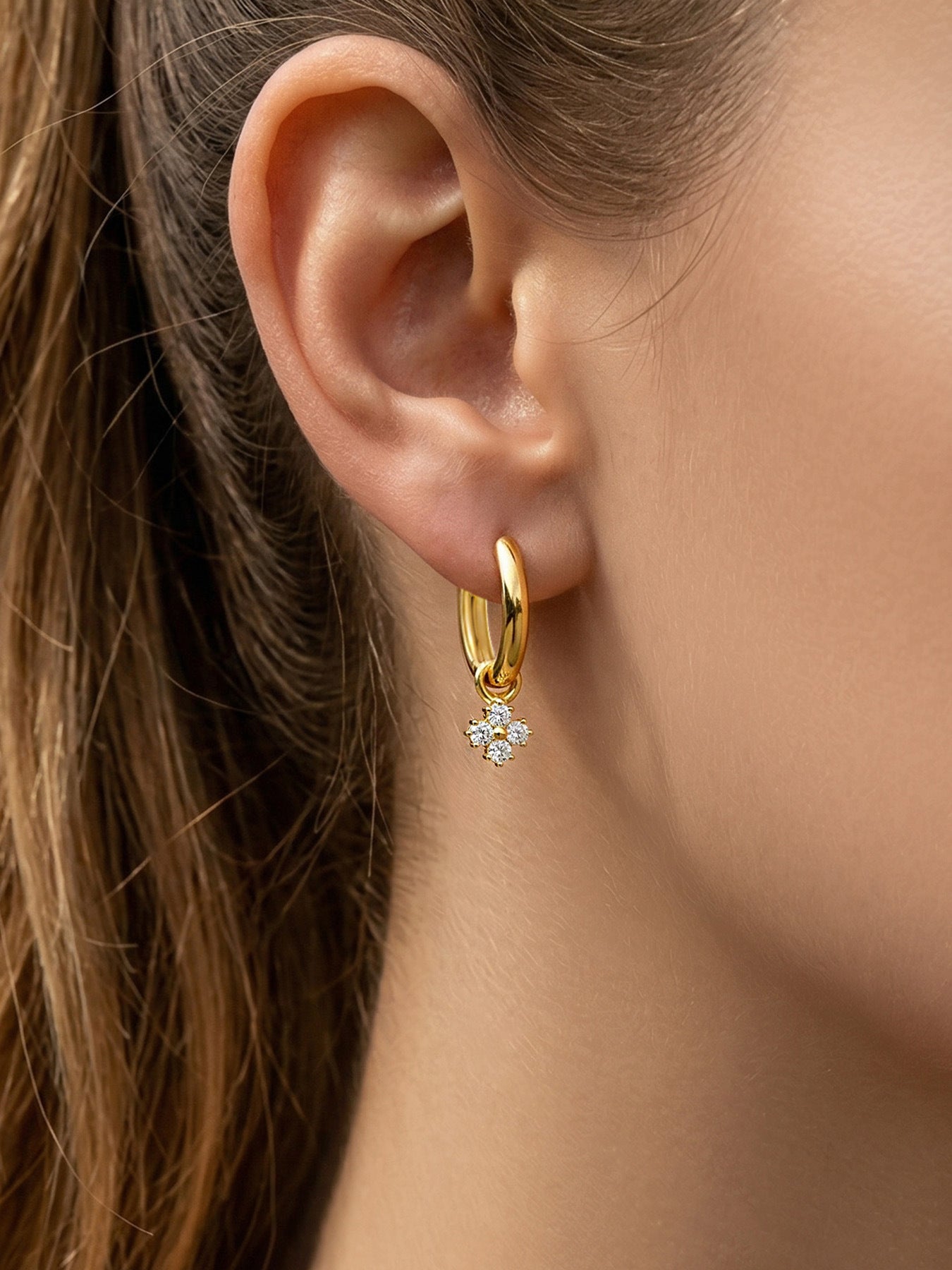 316L Stainless Steel 18K Gold PVD Exquisite Zircon Drop Earrings - Zircon Drop, Modern, Exquisite Wholesale Stainless Steel Jewelry - Sensitive Skin Friendly - Detail 3