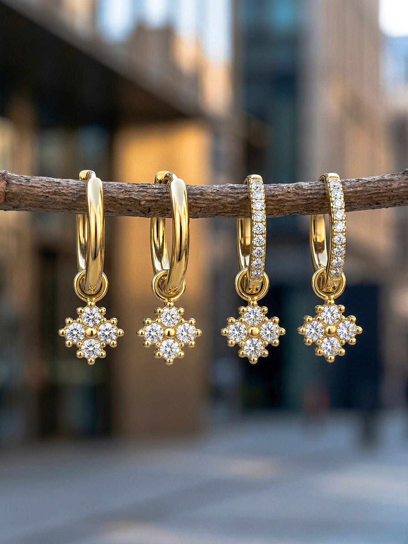 316L Stainless Steel 18K Gold PVD Exquisite Zircon Drop Earrings - Zircon Drop, Modern, Exquisite Wholesale Stainless Steel Jewelry - Sensitive Skin Friendly - Detail 5