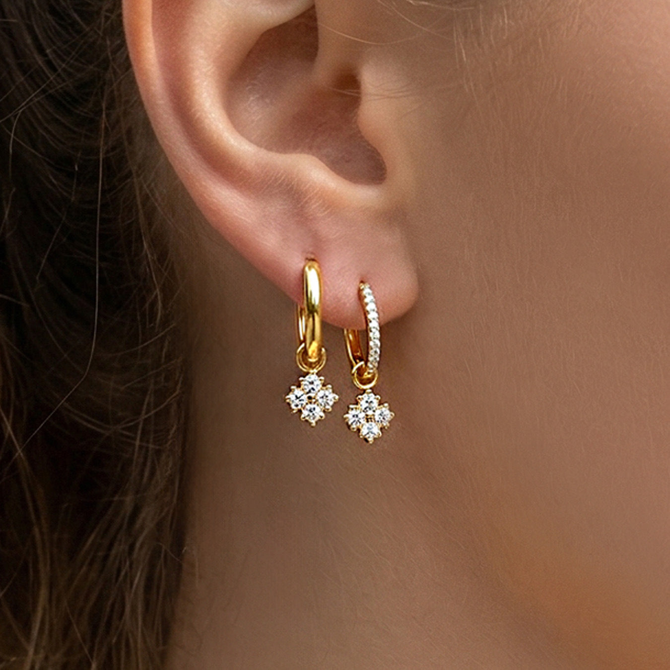 316L Stainless Steel 18K Gold PVD Exquisite Zircon Drop Earrings - Zircon Drop, Modern, Exquisite Wholesale Stainless Steel Jewelry - Sensitive Skin Friendly - Detail 9