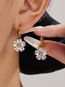 316L Stainless Steel 18K Gold PVD Five-Petal Flower Zircon Jewelry Set Necklace Bracelet Ring Earrings - Five-Petal Flower Zircon Chic Geometric Gold Jewelry Set Wholesale Stainless Steel Jewelry - Sensitive Skin Friendly - Detail 10