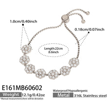 316L Stainless Steel 18K Gold PVD Floral Pull Bracelet - Floral Design, Zircon, Elegant Wholesale Stainless Steel Jewelry - Sensitive Skin Friendly - Detail 6