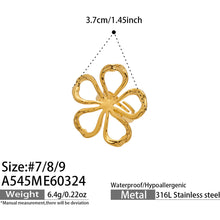 316L Stainless Steel 18K Gold PVD Floral Sunburst Adjustable Open Ring - Floral Sunburst Open Ring Wholesale Stainless Steel Jewelry - Sensitive Skin Friendly - Detail 20