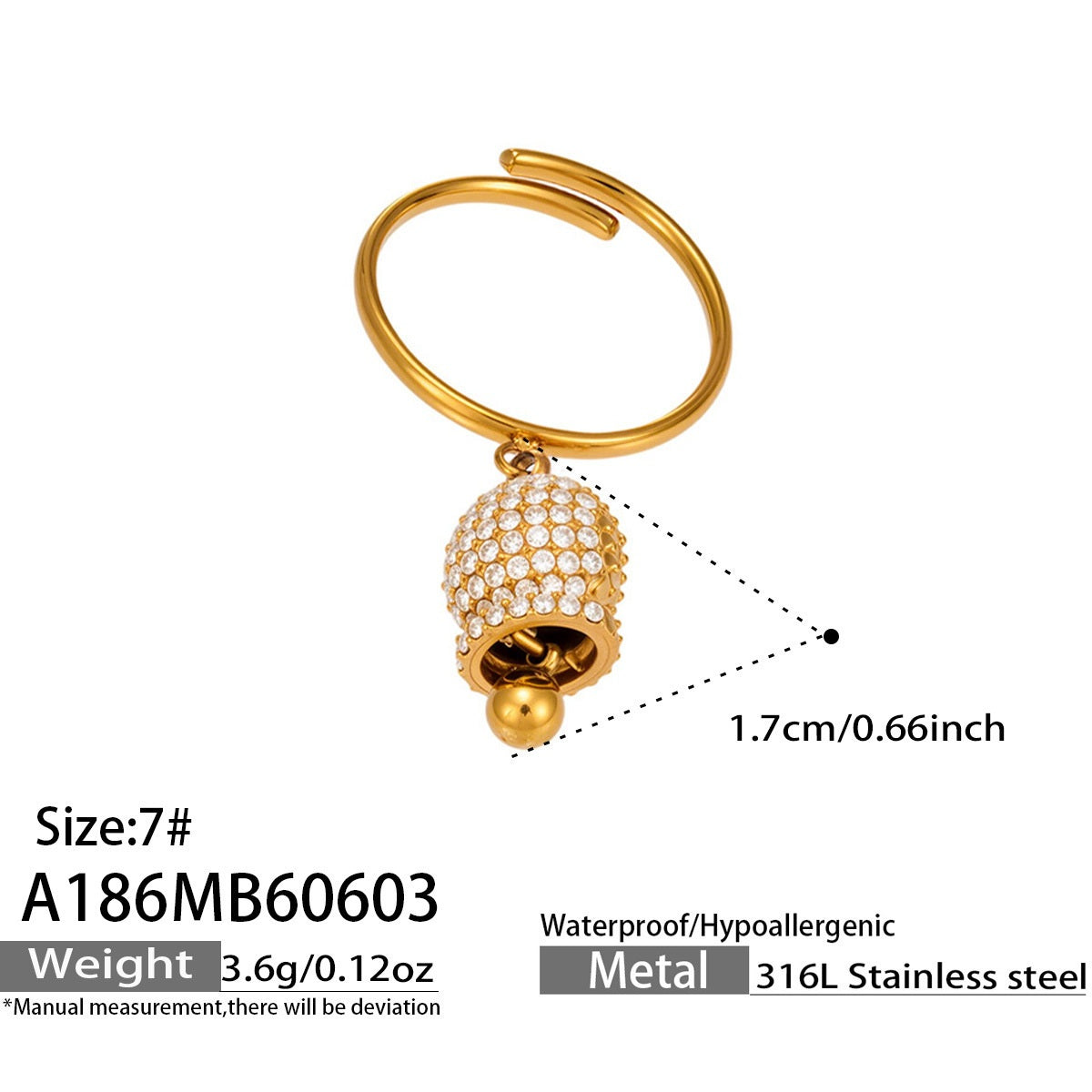 316L Stainless Steel 18K Gold PVD Flower Geometric Ring Set - Flower Geometric Design, 18K Gold Plated Ring, Modern Elegance Wholesale Stainless Steel Jewelry - Sensitive Skin Friendly - Detail 10