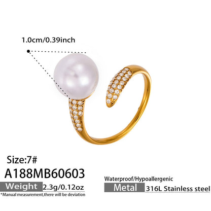 316L Stainless Steel 18K Gold PVD Flower Geometric Ring Set - Flower Geometric Design, 18K Gold Plated Ring, Modern Elegance Wholesale Stainless Steel Jewelry - Sensitive Skin Friendly - Detail 11