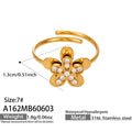 镶嵌5A锆石Gold花朵开口 Ring (A162) / Default