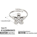 镶嵌5A锆石Steel花朵开口 Ring (A162) / Default