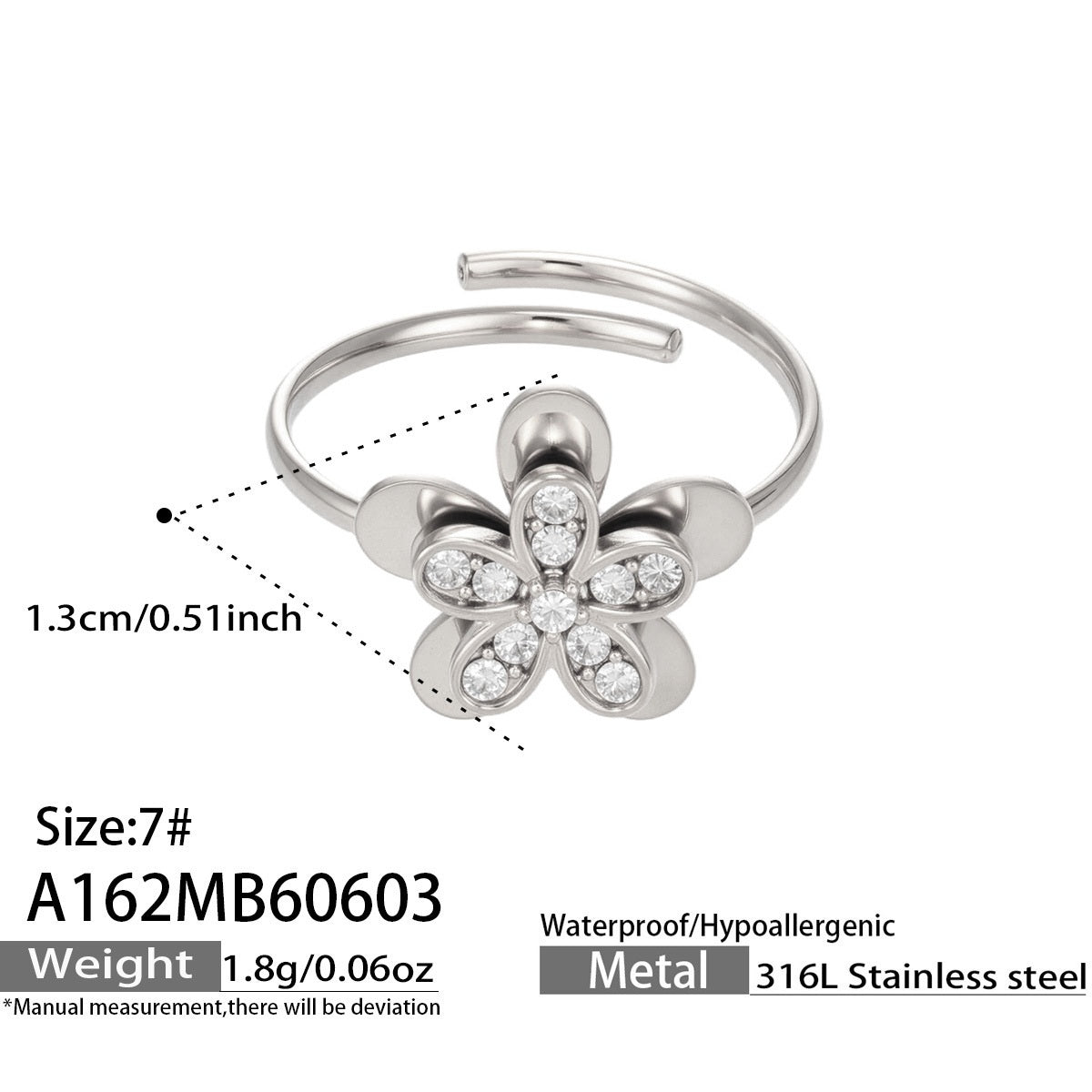 316L Stainless Steel 18K Gold PVD Flower Geometric Ring Set - Flower Geometric Design, 18K Gold Plated Ring, Modern Elegance Wholesale Stainless Steel Jewelry - Sensitive Skin Friendly - Detail 6