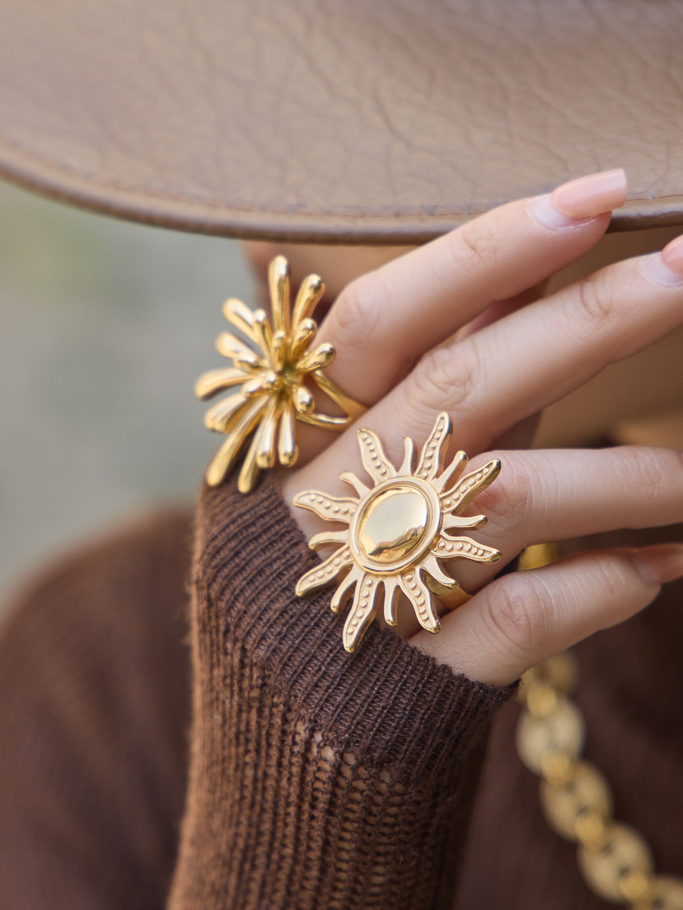 Waterproof 316L Stainless Steel Rings in 18K Gold Finish - Aesthetic Jewelry for Boutique Owners