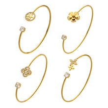 316L Stainless Steel 18K Gold PVD Flower Zircon Open Bangle - Flower Design, Zircon, Open Cuff, Thin Bangle, Light Luxury Wholesale Stainless Steel Jewelry - Sensitive Skin Friendly - Detail 9