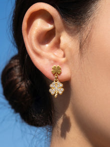 316L Stainless Steel 18K Gold PVD Four-leaf Clover Earrings - Four-leaf Clover Minimalist Modern Lightweight Wholesale Stainless Steel Jewelry - Sensitive Skin Friendly - Detail 14