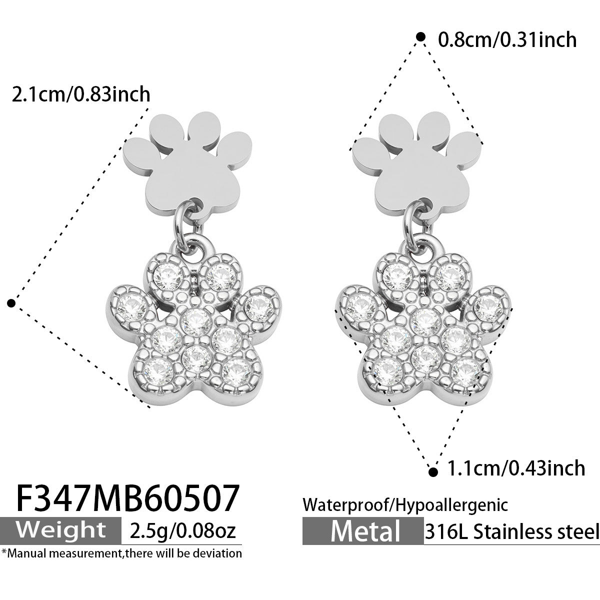 316L Stainless Steel 18K Gold PVD Four-leaf Clover Earrings - Four-leaf Clover Minimalist Modern Lightweight Wholesale Stainless Steel Jewelry - Sensitive Skin Friendly - Detail 16