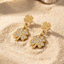 316L Stainless Steel 18K Gold PVD Four-leaf Clover Earrings - Four-leaf Clover Minimalist Modern Lightweight Wholesale Stainless Steel Jewelry - Sensitive Skin Friendly - Detail 2