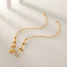 316L Stainless Steel 18K Gold PVD Four Leaf Clover & Heart Pendant Bracelet & Necklace Set - Four Leaf Clover Pendant, Heart Pendant, Gold Bracelet, Gold Necklace, Minimalist Jewelry, Elegant Set Wholesale Stainless Steel Jewelry - Sensitive Skin Friendly - Detail 1