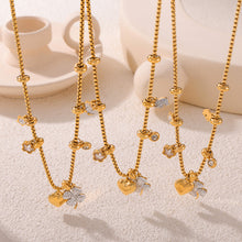 316L Stainless Steel 18K Gold PVD Four Leaf Clover & Heart Pendant Bracelet & Necklace Set - Four Leaf Clover Pendant, Heart Pendant, Gold Bracelet, Gold Necklace, Minimalist Jewelry, Elegant Set Wholesale Stainless Steel Jewelry - Sensitive Skin Friendly - Detail 5