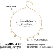 316L Stainless Steel 18K Gold PVD Four-Leaf Clover Pavé Necklace - Four-Leaf Clover Pavé Gold Necklace Wholesale Stainless Steel Jewelry - Sensitive Skin Friendly - Detail 10