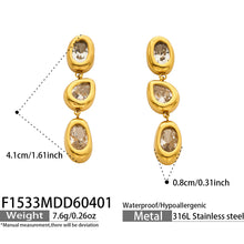 316L Stainless Steel 18K Gold PVD French 5A Zirconia Elegant Long Drop Earrings - French Design, Long Drop, 5A Zirconia, Elegant, Gold Plated Wholesale Stainless Steel Jewelry - Sensitive Skin Friendly - Detail 1