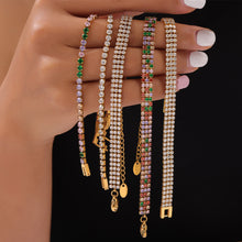 316L Stainless Steel 18K Gold PVD French Minimalist Full-Pavé Colorful Zircon Bracelet - French Minimalist, Full-Pavé Zircon, Colorful Zircon, White Zircon, Gold Plated, Steel Finish, Elegant Bracelet Wholesale Stainless Steel Jewelry - Sensitive Skin Friendly - Detail 3