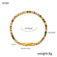 316L Stainless Steel 18K Gold PVD French Minimalist Full-Pavé Colorful Zircon Bracelet - French Minimalist, Full-Pavé Zircon, Colorful Zircon, White Zircon, Gold Plated, Steel Finish, Elegant Bracelet Wholesale Stainless Steel Jewelry - Sensitive Skin Friendly - Detail 7