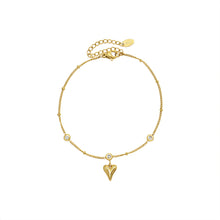 316L Stainless Steel 18K Gold PVD French Style Zircon Heart Anklet - French Style, Heart Pendant, Zircon, Anklet, Gold PVD, Minimalist Wholesale Stainless Steel Jewelry - Sensitive Skin Friendly - Detail 1