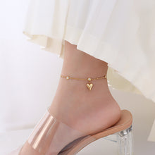 316L Stainless Steel 18K Gold PVD French Style Zircon Heart Anklet - French Style, Heart Pendant, Zircon, Anklet, Gold PVD, Minimalist Wholesale Stainless Steel Jewelry - Sensitive Skin Friendly - Detail 5