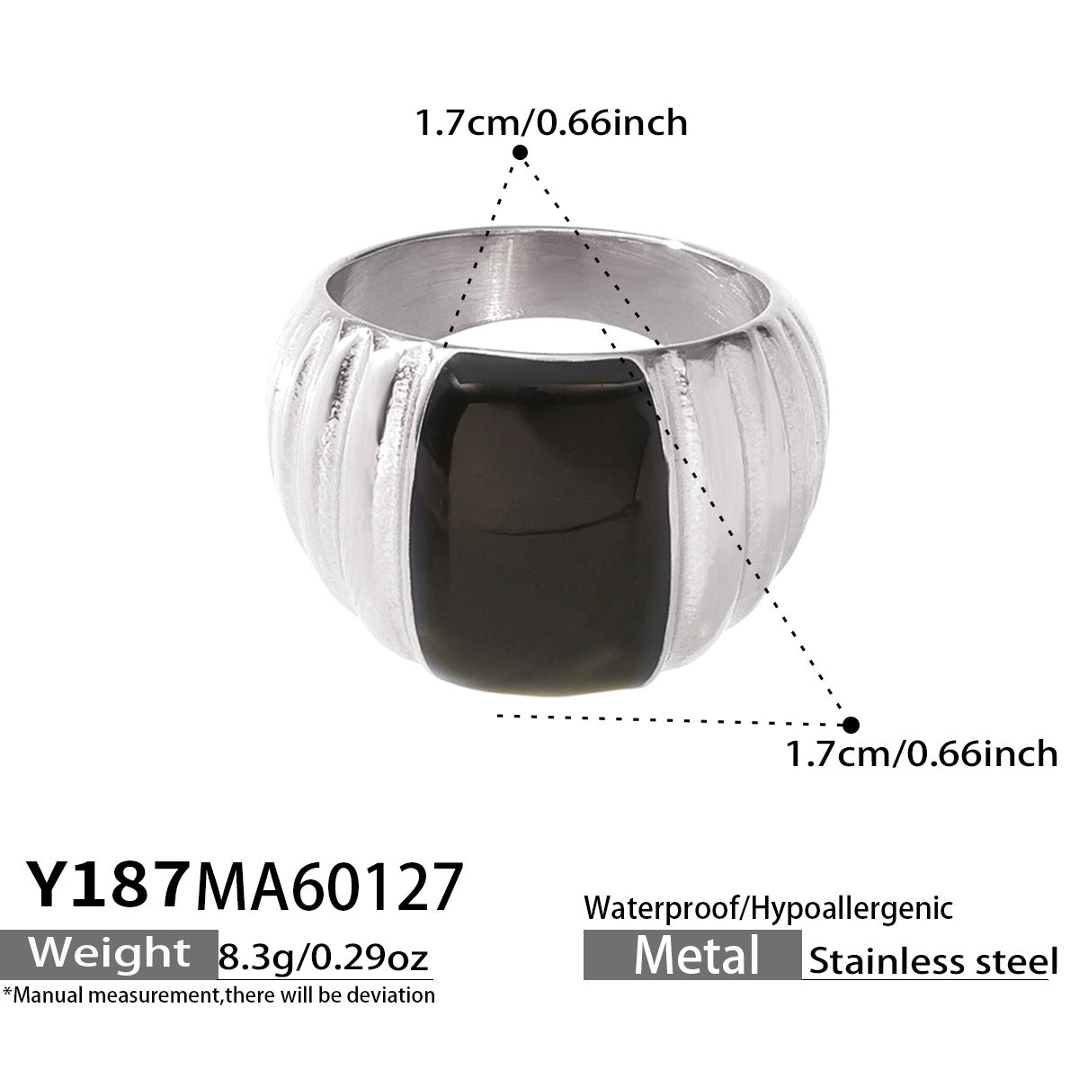 316L Stainless Steel 18K Gold PVD French Vintage Enamel Weighing-Block Ring - French Vintage Enamel Ring Wholesale Stainless Steel Jewelry - Sensitive Skin Friendly - Detail 12