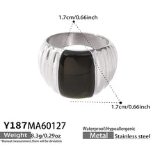 316L Stainless Steel 18K Gold PVD French Vintage Enamel Weighing-Block Ring - French Vintage Enamel Ring Wholesale Stainless Steel Jewelry - Sensitive Skin Friendly - Detail 12