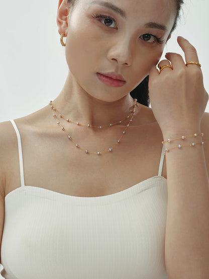 316L Stainless Steel 18K Gold PVD Freshwater Pearl Necklace & Bracelet - Freshwater Pearl, Elegant, Modern, Delicate, Gold Plated Wholesale Stainless Steel Jewelry - Sensitive Skin Friendly - Detail 10