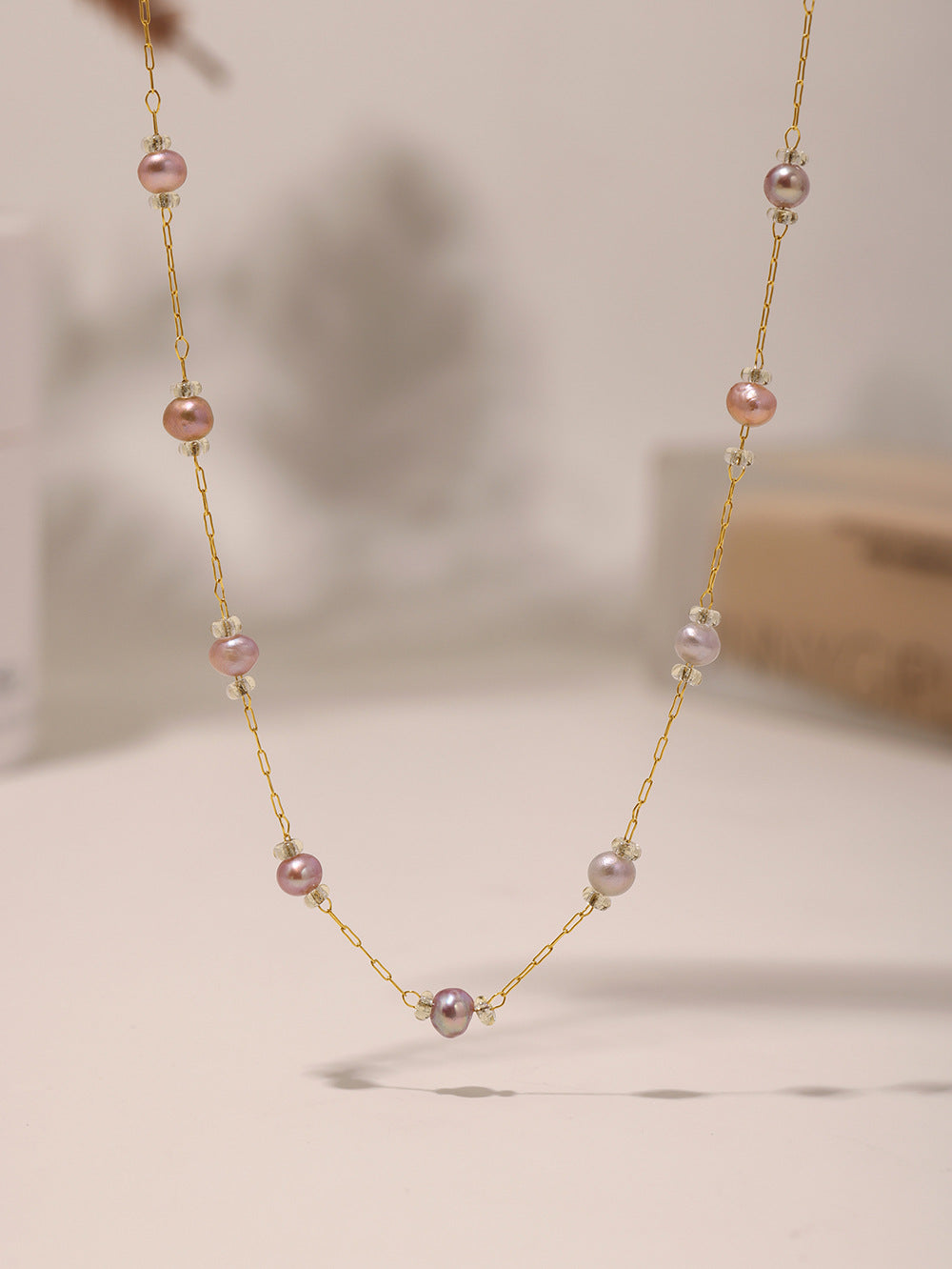 316L Stainless Steel 18K Gold PVD Freshwater Pearl Necklace & Bracelet - Freshwater Pearl, Elegant, Modern, Delicate, Gold Plated Wholesale Stainless Steel Jewelry - Sensitive Skin Friendly - Detail 3