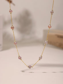 316L Stainless Steel 18K Gold PVD Freshwater Pearl Necklace & Bracelet - Freshwater Pearl, Elegant, Modern, Delicate, Gold Plated Wholesale Stainless Steel Jewelry - Sensitive Skin Friendly - Detail 3