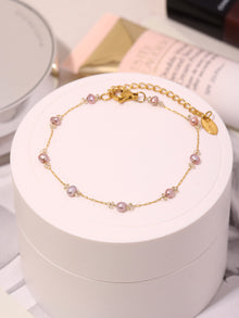 316L Stainless Steel 18K Gold PVD Freshwater Pearl Necklace & Bracelet - Freshwater Pearl, Elegant, Modern, Delicate, Gold Plated Wholesale Stainless Steel Jewelry - Sensitive Skin Friendly - Detail 4