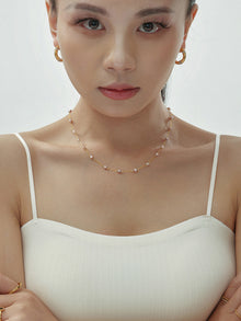 316L Stainless Steel 18K Gold PVD Freshwater Pearl Necklace & Bracelet - Freshwater Pearl, Elegant, Modern, Delicate, Gold Plated Wholesale Stainless Steel Jewelry - Sensitive Skin Friendly - Detail 7