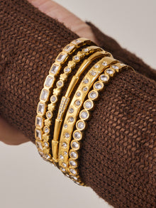 316L Stainless Steel 18K Gold PVD Full Pave 5A Zircon Bangle - Elegant Gold Bangle, Pave Zircon, Modern, Luxury, Dazzling Wholesale Stainless Steel Jewelry - Sensitive Skin Friendly - Detail 1