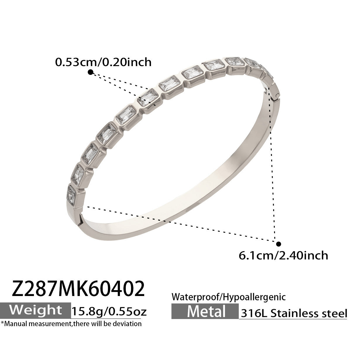 316L Stainless Steel 18K Gold PVD Full Pave 5A Zircon Bangle - Elegant Gold Bangle, Pave Zircon, Modern, Luxury, Dazzling Wholesale Stainless Steel Jewelry - Sensitive Skin Friendly - Detail 13